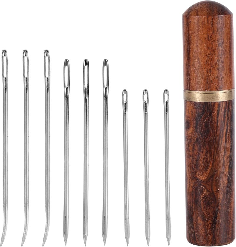 XIHIRCD 9pcs Large Eye Sewing Needles, Big Eye Embroidery Needles Steel Tapestry Needles Bent & Straight Leather Needle Hand Knitting Needle Darning Tools Quilting Crochet Project Accessories Supplies - Image 1